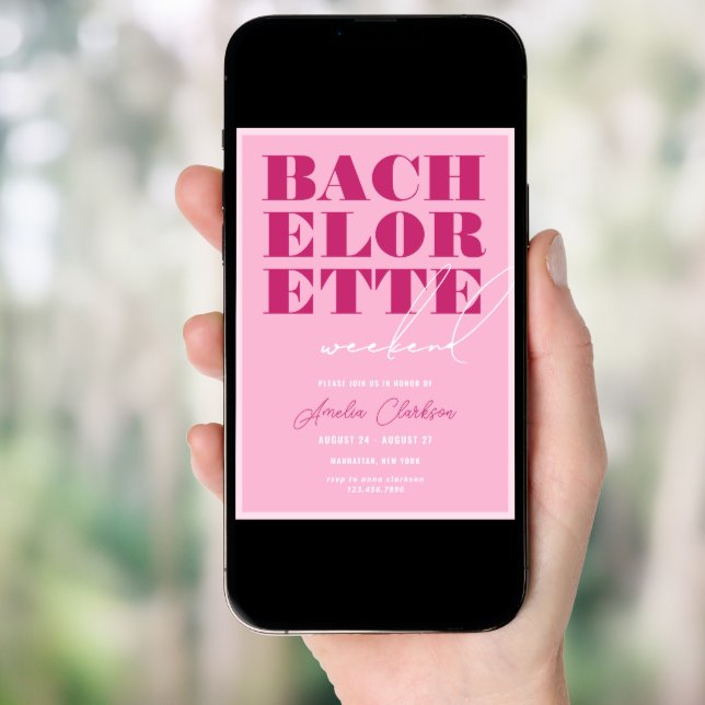 Bold Pink Bachelorette Weekend Invitation (Front Digital)