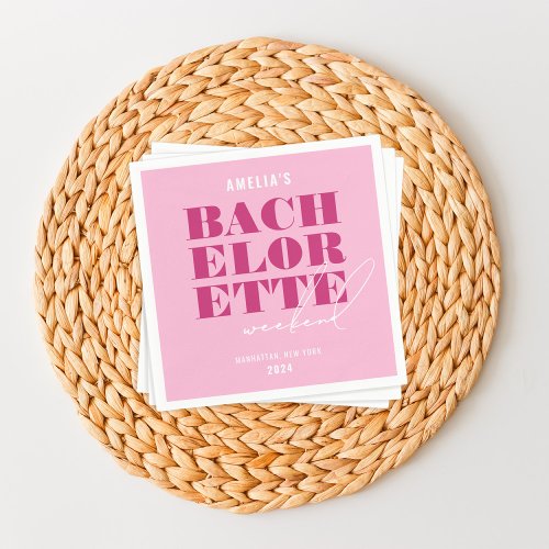 Bold Pink Bachelorette Weekend Napkins