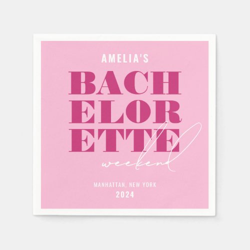 Bold Pink Bachelorette Weekend Napkins