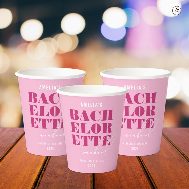Bold Pink Bachelorette Weekend Paper Cups (Creator Uploaded)