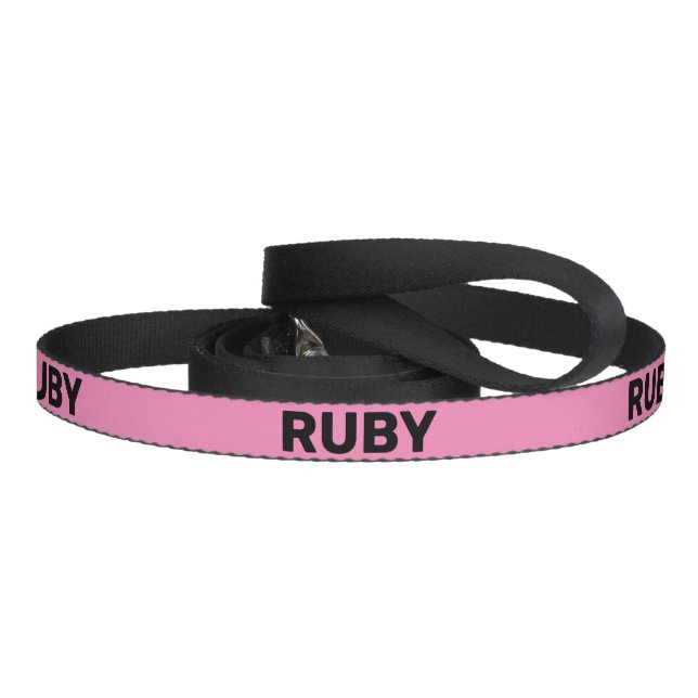 Bold Pink & Black with Name Good Dog Pet Leash (Handle)