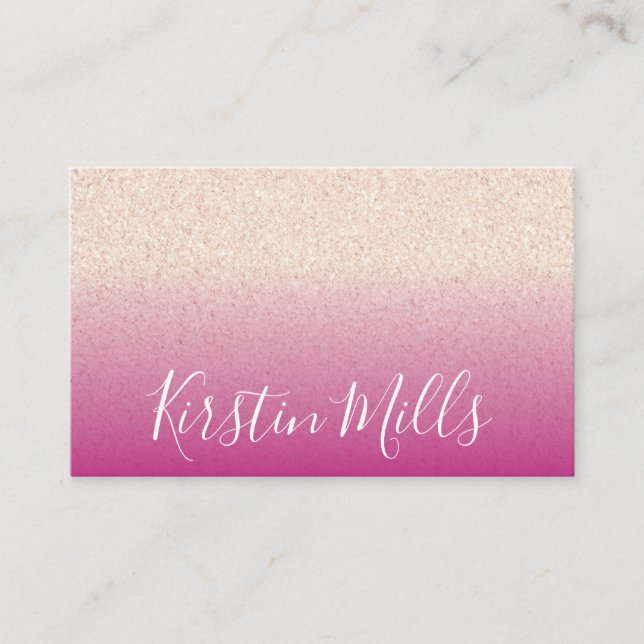 Bold Pink Feminine Glitter Business Card (Front)