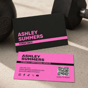 Bold Pink Fitness Coach Business Card