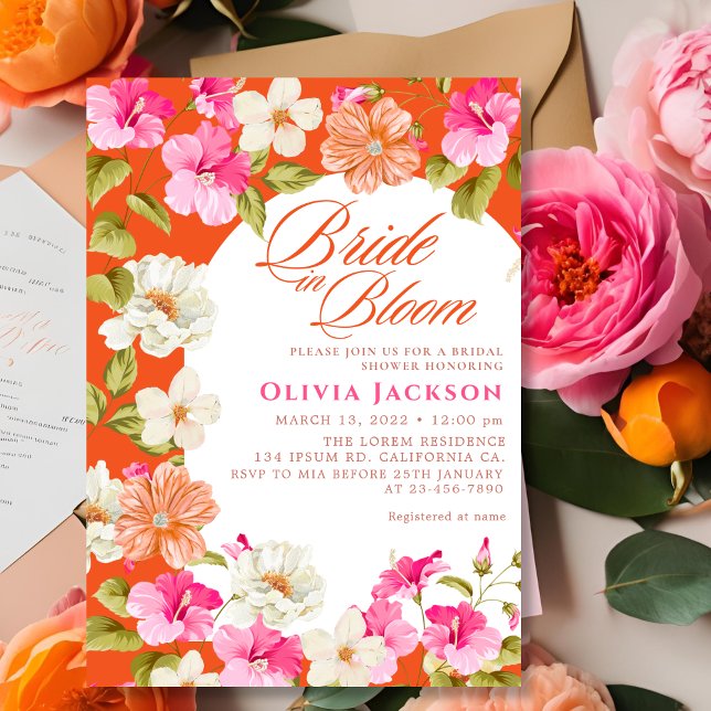 Bold Pink Floral bride in bloom Bridal Shower Invitation (Creator Uploaded)