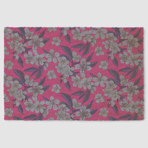 Bold Pink Floral Coir Mat