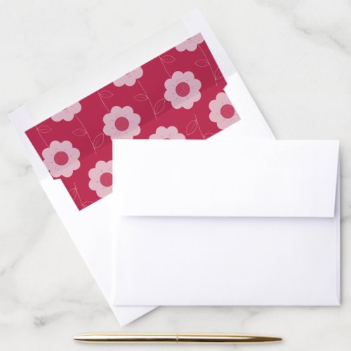 Bold Pink Floral Pattern Magenta Envelope Liners