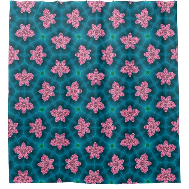 Bold Pink Floral Pattern Shower Curtain (Front)