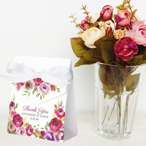 Bold Pink Floral Romantic Garden Summer Wedding Favor Boxes