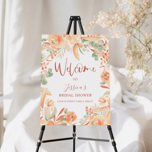 Bold pink floral watercolor bridal shower welcome foam board