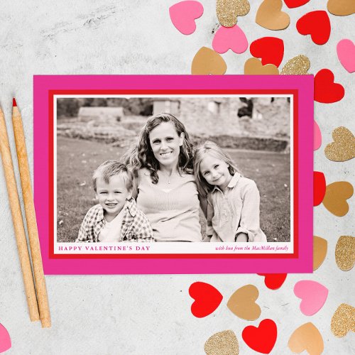 Bold Pink Frame Valentines Day Photo Card
