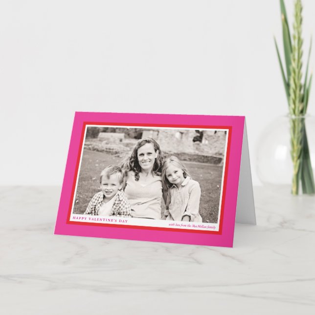 Bold Pink Frame Valentine's Day Photo Card (Front)