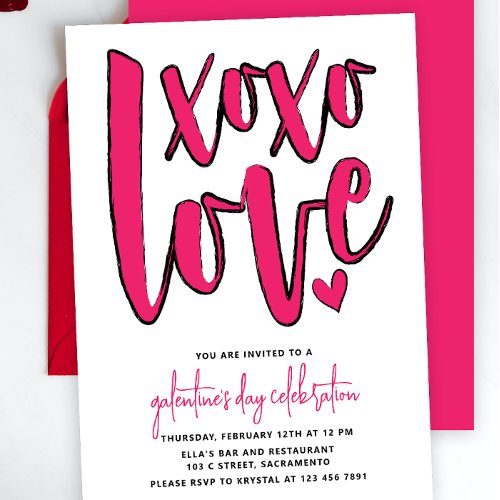 Bold Pink Galentines Day Party  Invitation