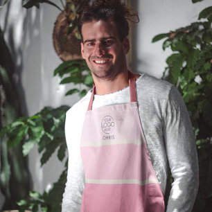 Bold Pink Gradient Stripe Logo Apron