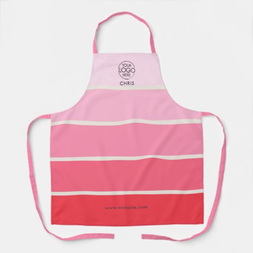 Bold Pink Gradient Stripe Logo  Apron