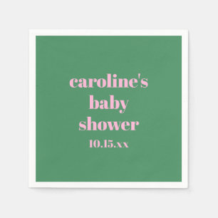 Bold Pink Green Modern Fun Custom Baby Shower Napkins