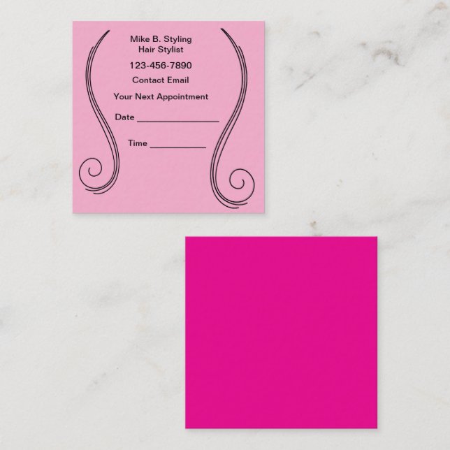 Bold Pink Hair Stylist Theme Appointment Cards (Front/Back)
