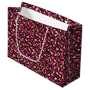 Bold Pink Leopard Print Glam Animal Pattern Large Gift Bag