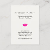 Bold Pink Lips Watercolor Makeup Artist Business Card (Back)