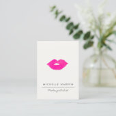 Bold Pink Lips Watercolor Makeup Artist Business Card (Standing Front)