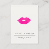 Bold Pink Lips Watercolor Makeup Artist Business Card (Front)