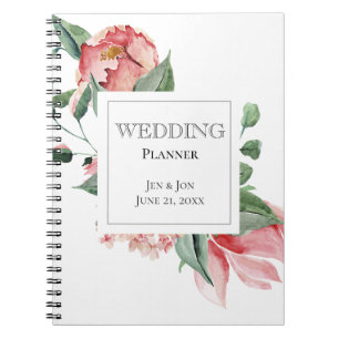 Bold Pink Magnolia Wedding Planner Notebook
