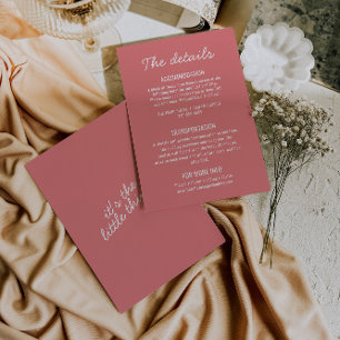 Bold Pink Modern Whimsical Wedding Details Enclosure Card
