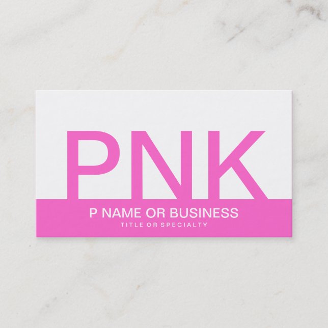 bold PINK monograms Business Card (Front)