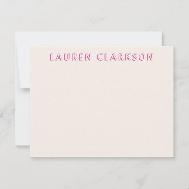Bold Pink Name Note Card (Front)