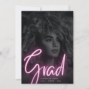 Bold Pink Neon Grad Modern Photo University Announcement