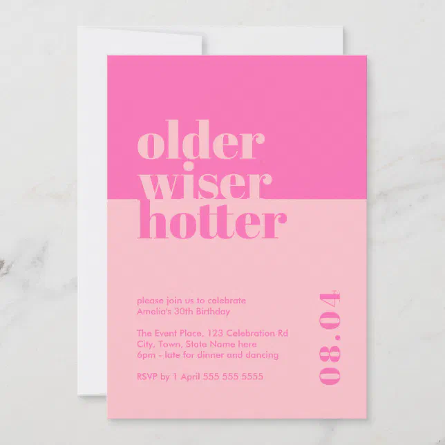 Glitzer-Banner 'Older Wiser Hotter' – Lustige Geburtstagsdeko Für 30., 40., 50., 60. Geburtstag | Wiederverwendbar, Zum Selbstaufhängen