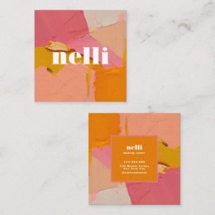 Bold Pink Orange Abstract Business Card