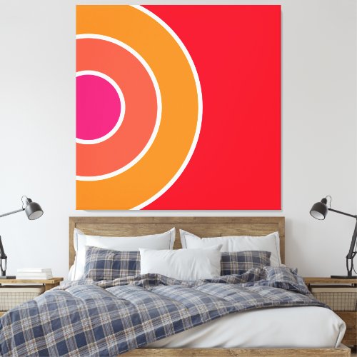 Bold Pink Orange Bright Red Pink Concentric Rings Canvas Print