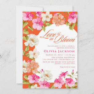 Bold Pink & Orange Floral Vibrant Bridal Shower Invitation