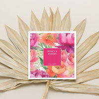 Bold pink orange peony elegant wedding tableware