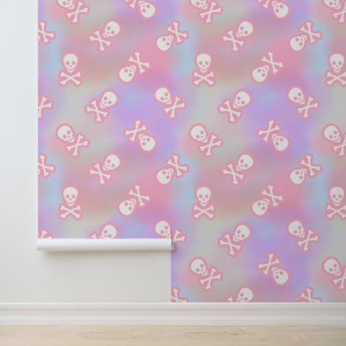 Bold Pink Pastel Ombre Punk Jolly Roger Ombre Wallpaper