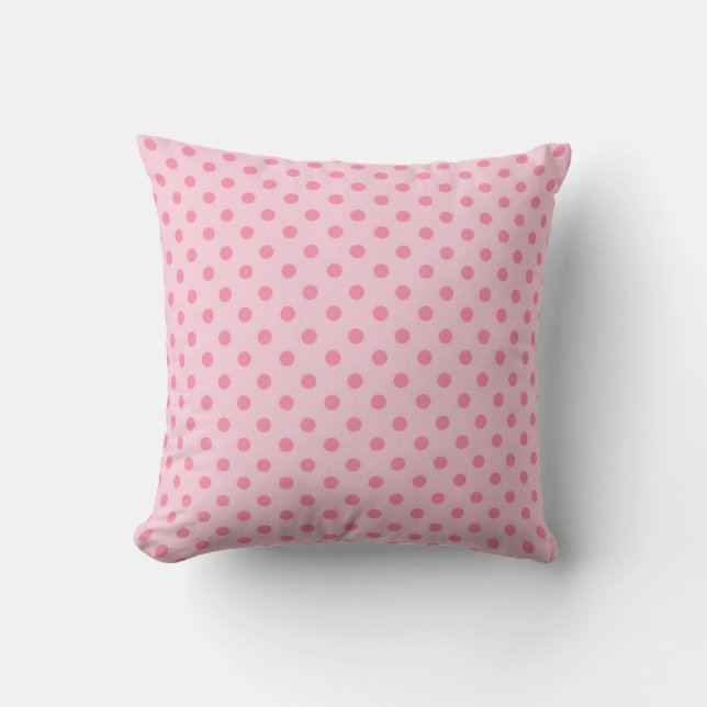 Bold Pink Polka Dot Pattern Throw Pillow (Front)