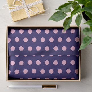 Bold Pink Polka Dots on Navy Blue  Tissue Paper