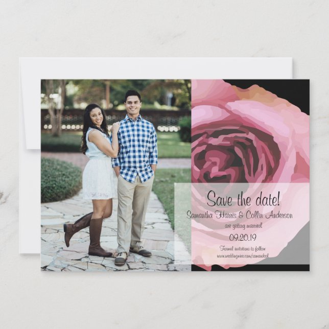 Bold Pink & Purple Spring Roses Save The Date (Front)