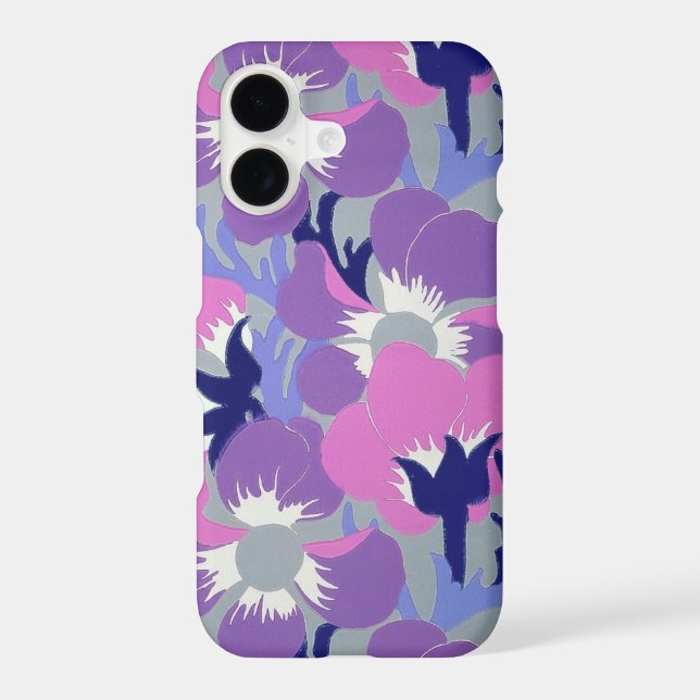 Bold Pink & Purple Windflower Pattern Retro  Case-Mate iPhone Case (Back)