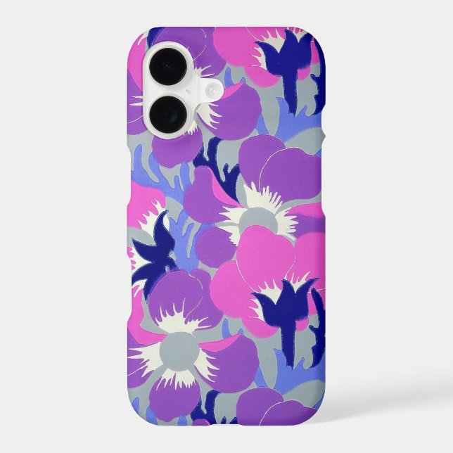 Bold Pink & Purple Windflower Pattern Retro  Iphone Case (Back)