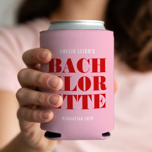 Bold Pink & Red Bachelorette Weekend Can Cooler