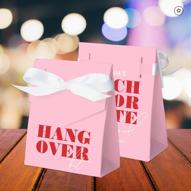 Bold Pink & Red Bachelorette Weekend Hangover Kit Favor Boxes (Creator Uploaded)