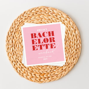 Bold Pink & Red Bachelorette Weekend Napkins