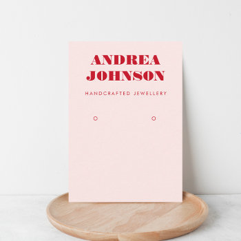 Bold Pink & Red Mid Century Mod Earring Display Business Card by LovelyVibeZ at Zazzle