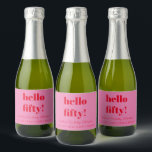 Bold Pink Red Modern 50th Birthday Custom Mini Sparkling Wine Label<br><div class="desc">Bold Typography Bright Pink and Red Modern 50th Birthday Custom Mini sparkling wine Label</div>
