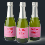 Bold Pink Red Modern 50th Birthday Custom Mini Sparkling Wine Label<br><div class="desc">Bold Typography Bright Pink and Red Modern 50th Birthday Custom Mini sparkling wine Label</div>