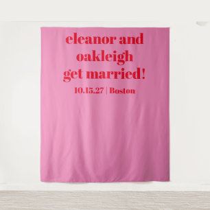 Bold Pink Red Modern Wedding Custom Backdrop