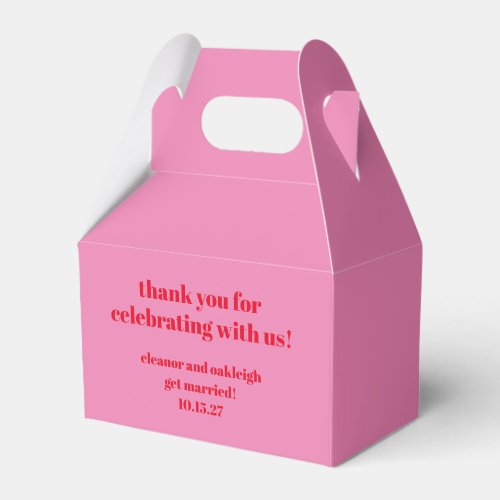 Bold Pink Red Modern Wedding Custom Thank You Favor Boxes