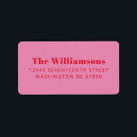 Bold Pink Red Typography Custom Return Address Label<br><div class="desc">Bold Pink Red Typography Custom Return Address label</div>