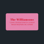 Bold Pink Red Typography Custom Return Address Label<br><div class="desc">Bold Pink Red Typography Custom Return Address label</div>
